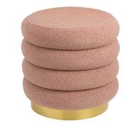 Baroni Home Reposapiés de Sherpa con Forma de Macarrón, Taburete Alcochado Duradero para Interior, Dormitorio, Salón, 41x38x38 cm, Rosa
