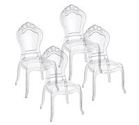 Baroni Home Set de 4 Sillas de Policarbonato Transparente, Asiento de Diseño Elegante Apilable e Impermeable para Sala de Estar, Comedor, Dormitorio, 48X46X98 cm, Esmerli
