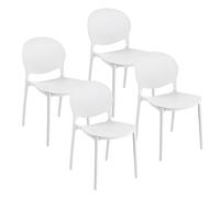 Baroni Home Set de 4 sillas Plástico Blanco - Apilables, Sin Montaje, Fáciles de Limpiar, con Patas Antideslizantes, para Cocina, Sala de Estar, Comedor, 46x50x80 cm