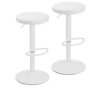 Baroni Home Set de Taburetes Giratorios Sin Respaldo, Altura Ajustable, en Asiento de PP y Acero, para Comedor, Cocina, Bar, Ligeros y de Fácil Montaje, 35x35x55-76 cm, Blanco, 2 Unidades