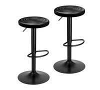 Baroni Home Set de Taburetes Giratorios Sin Respaldo, Altura Ajustable, en Asiento de PP y Acero, para Comedor, Cocina, Bar, Ligeros y de Fácil Montaje, 35x35x55-76 cm, Negro, 2 Unidades