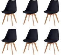 Baroni Home Silla de Comedor o de Trabajo con Patas de Madera, Silla Ergonómica con Cojín Integrado, 50X48X82 cm (Negro, 6)