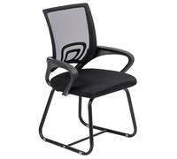 Baroni Home Silla de oficina con reposabrazos con respaldo ergonómico de tela transpirable, silla en voladizo para salas de espera y conferencias, carga 130 kg, negra con patas negras, 46 x 50 x 88 cm