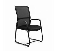 Baroni Home Silla de oficina con reposabrazos con respaldo ergonómico de tela transpirable, silla en voladizo para salas de espera y conferencias, carga 130 kg, color negro 2