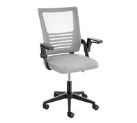 Baroni Home Silla de Oficina Giratoria Acolchada, Sillón de Oficina con Altura Regulable y Reposabrazos, con Asiento Ergonómico, Color Gris, 53x60x100 cm