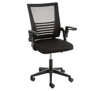 Baroni Home Silla de Oficina Giratoria Acolchada, Sillón de Oficina con Altura Regulable y Reposabrazos, con Asiento Ergonómico, Color Negro, 53x60x100 cm