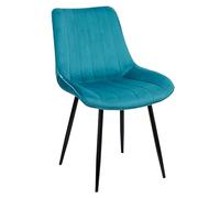 Baroni Home Silla Moderna de Terciopelo y Patas de Acero Negro, Sillón de Salón, Dormitorio, Comedor, Azul Petróleo, 1 unidad, 53x86x44 cm