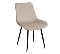Baroni Home Silla Moderna de Terciopelo y Patas de Acero Negro, Sillón de Salón, Dormitorio, Comedor, Beige, 1 unidad, 53x86x44 cm