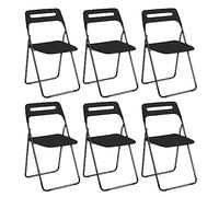 Baroni Home Silla Plegable para Ahorrar Espacio, Silla de Comedor para Interior y Exterior con Estructura de Acero, 42x38x78 cm (Negro, 6)
