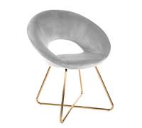 Baroni Home Sillón Circular Tapizado en Terciopelo Beige con Patas de Hierro Dorado. Cómodo sillón de Oficina o Silla de Comedor con Asiento Ergonómico, Beige, 71x59x84 cm