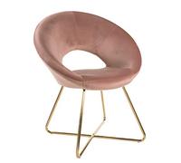 Baroni Home Sillón Circular Tapizado en Terciopelo Rosa Empolvado con Patas de Hierro Dorado. Cómodo sillón de Oficina o Silla de Comedor con Asiento ergonómico 71x59x84 cm