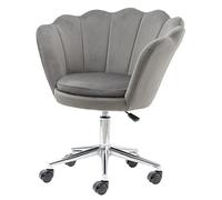 Baroni Home - Sillón con Respaldo Tapizado en Terciopelo, Con Ruedas Plateadas, Silla De Escritorio con Ruedas, Regulable en Altura, Súper Cómoda, Gris, Medidas 69x71x84 cm