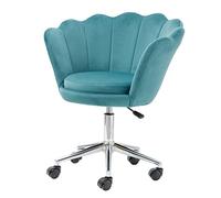 Baroni Home - Sillón con Respaldo Tapizado en Terciopelo, Con Ruedas Plateadas, Silla De Escritorio con Ruedas, Regulable en Altura, Súper Cómoda, Tiffany, Medidas 69x71x84 cm