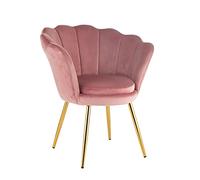 Baroni Home Sillón de Terciopelo en Forma de Concha con Patas Doradas Brillantes, Silla para Salón, Comedor, Dormitorio, 69x71x84 cm, Rosa Empolvado