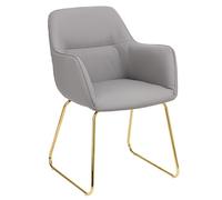 Baroni Home Sillón Moderno con Reposabrazos y Tapicería de Cuero Sintético y Patas de Acero Negro para Sala de Estar, Dormitorio, Rincón de Lectura, Gris, 55x85x47 cm