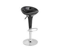Baroni Home Taburete de Bar Giratorio con Altura Ajustable, Asiento de Plástico, Base Cromada con Reposapiés y Fondo Antiarañazos, Taburete de Cocina y Península, 40x 45x59-79 cm, Negro 1 Pieza