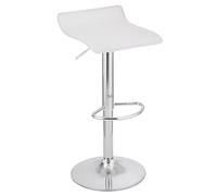 Baroni Home Taburete de Bar Giratorio con Altura Ajustable, Base Cromada con Reposapiés y Fondo Antiarañazos, Taburete de Cocina y Península, Fácil de Montar, 38x45x59-79 cm, Blanco 1 Pieza