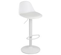 Baroni Home Taburete de Bar Giratorio, Taburete Alto con Altura Ajustable, con Respaldo y Reposapies, Fondo antiarañazos, Comedor, Restaurante, Bar, Blanco, 1 Unidad, 39x44x82-104 cm