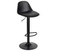 Baroni Home Taburete de Bar Giratorio, Taburete Alto con Altura Ajustable, con Respaldo y Reposapies, Fondo antiarañazos, Comedor, Restaurante, Bar, Negro, 1 Unidad, 39x44x82-104 cm