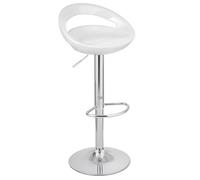 Baroni Home Taburete Giratorio de Altura Ajustable, Asiento de Plástico y Espiga, Base Cromada, Reposapiés y Fondo Antiarañazos, Taburete de Cocina y Península, 37x45x59-79 cm, Blanco, 1 Pieza