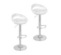 Baroni Home Taburete Giratorio de Altura Ajustable, Asiento de Plástico y Espiga, Base Cromada, Reposapiés y Fondo Antiarañazos, Taburete de Cocina y Península, 37x45x59-79 cm (Blanco, 2 Piezas)