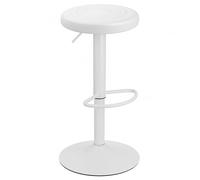 Baroni Home Taburete Giratorio Sin Respaldo, Altura Ajustable, en Asiento de PP y Acero, para Comedor, Cocina, Bar, Ligero y Fácil de Mover, 35x35x55-76 cm, Blanco, 1 Unidad