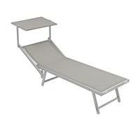 Baroni Home Tumbona con estructura de aluminio y techo parasol, cómoda y resistente, tumbona de jardín, playa, piscina revestida de textileno, 60 x 190 x 35 cm (gris, 1)