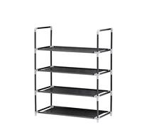 Baroni Home Zapatero Ahorro de Espacio de TNT, Mueble para Zapatos con Estructura de Hierro para Dormitorio, Cabina, Armario, Pasillo, Negro, 4 estantes, 57 x 28 x 72 cm