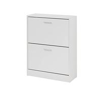 Baroni Home Zapatero con Puertas de Entrada en Madera Melamina. Armario de Zapatos 12 Pares con 2 Puertas abatibles y Doble Fondo 24x63x81 cm
