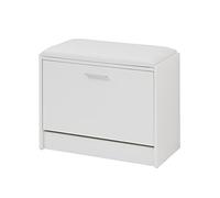 Baroni Home Zapatero de Entrada de Madera de melamina. Cómodo Baul de Entrada Blanca de 6 Pares con Puerta abatible y Doble Fondo 30x63x45 cm