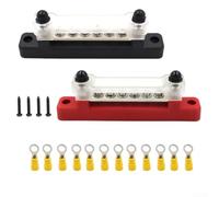 Barra Colectora para m6 150A Distribución 12V Barra Colectora | para latón niquelado, base ABS reforzada, 150A máx, 48V DC, y negro disponible