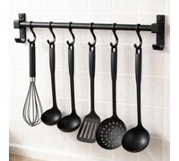 Barra con 6 ganchos móviles de aluminio para colgar en la cocina