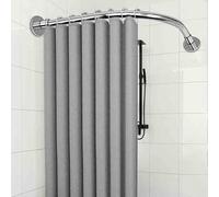 Barra Cortina Ducha Esquina Sin Taladro, Barra De Cortina De Ducha En Forma De L, Barra Cortina Curva Bañera Extensible Acero Inoxidable 304, Para Baño, Cocina, V(Size:A 70-95m x 70-95cm,Color:Plata)