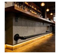 Barra De Apoyo De Pies Para Bar Kit De Riel Pie Vintage Industrial, Soporte Reposapiés Barra OD Hierro Forjado Negro 1,3 "para Garaje, Cafetería, Hotel Y Mostrador Recepción(2.9M/9.51FT)