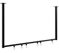Barra de colgar fenton con 6 perchas metal negro 7x100x60 cm
