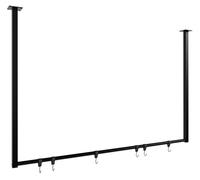 Barra de colgar fenton con 6 perchas metal negro 7x120x80 cm