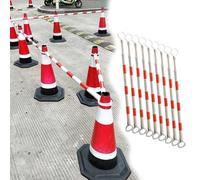 Barra de Cono de Tráfico Barra Retráctil para Conos de Tráfico 120-200 cm, Poste de Barrera de Seguridad para Señalización Vial, Barra de Conexión Reflectante para Conos(9 pcs)