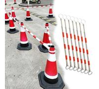 Barra de Cono de Tráfico Barra Retráctil para Conos de Tráfico 120-200 cm, Poste de Barrera de Seguridad para Señalización Vial, Barra de Conexión Reflectante para Conos(7 pcs)