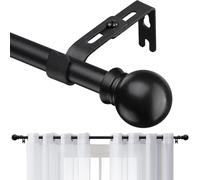 Barra de Cortina, 71-121cm Barra de Cortina Extensible Juego de Accesorios con Pieza de Extremo Redondo con Soportes Ajustables de Acero Inoxidable con 16mm Diámetrobarra/Negro Mate