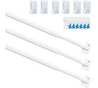 Barra de cortina, Barras de acristalamiento, Extensible, Tapones de plástico para cortinas adhesivas, Blanco, 3 piezas 60-105 cm