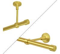 Barra para cortinas, modelo 1. Barra para cortinas de 19 mm, color dorado mate, estilo antiguo, vintage, retro. Incluye 600 mm de barra y tapas finales. Sistema de fijación para pared o techo