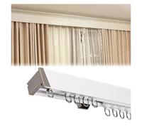 Barra de cortina de aluminio negro de 47.2 pulgadas con cenefa, accesorios de cortina de montaje en una sola pared, perfecto para paneles opacos y decoración del hogar, diseño elegante de cornisa