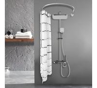 Barra de cortina de ducha, barra de cortina de ducha, 2,4 x 1,8 m, soporte de cortina de ducha de acero inoxidable, forma de U, con barra para vestidor, bañera, extensible de 0,9 a 1,3 m, barra de