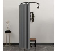 Barra de cortina de ducha de privacidad, tubo de metal ajustable de 100 cm para baño y vestidor, color negro y beige, diseño que ahorra espacio, perfecto para decoración del hogar e interiores
