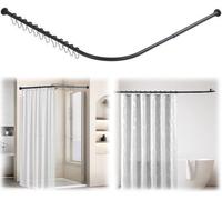 Barra de cortina de ducha en forma de L ajustable, fabricada en acero inoxidable (304), telescópica, con hasta 6 opciones de montaje, fácil instalación para baño, vestidor o armario