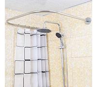 Barra de cortina de ducha en forma de U de acero inoxidable sin agujeros, barra de cortina de baño, barra de ducha, soporte de esquina para cuarto de baño, cocina, vestidor