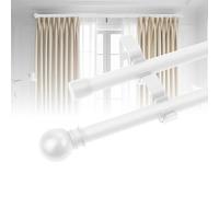 Barra de cortina doble extensible, 78-391 cm, color blanco | Para visillo y cortina opaca, barra ajustable de metal con soportes, ideal dormitorio, sala de estar y puerta de ventana