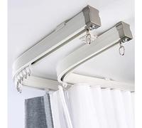 Barra de cortina doble para techos, perfecta para terrazas grandes, duchas, balcones y caravanas, color blanco, 1,9 m de longitud, eleva la decoración y el estilo de tu hogar