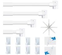 Barra de cortina extensible, barra de cortina ajustable, barras de acristalamiento metálico/plástico para casa, ventana y ganchos, cortina adhesiva, color blanco (50-85 cm)