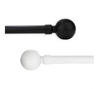 Barra de Cortina Extensible, Barra Universal Decorativa de Metal Color Blanco y Negro 19 mm Diámetro, 70-140/120-210/160-300cm
